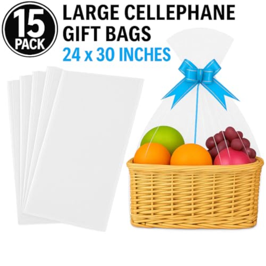 15 Pack Large Clear Cellophane - Cellophane Wrap Clear ulasan dan harga