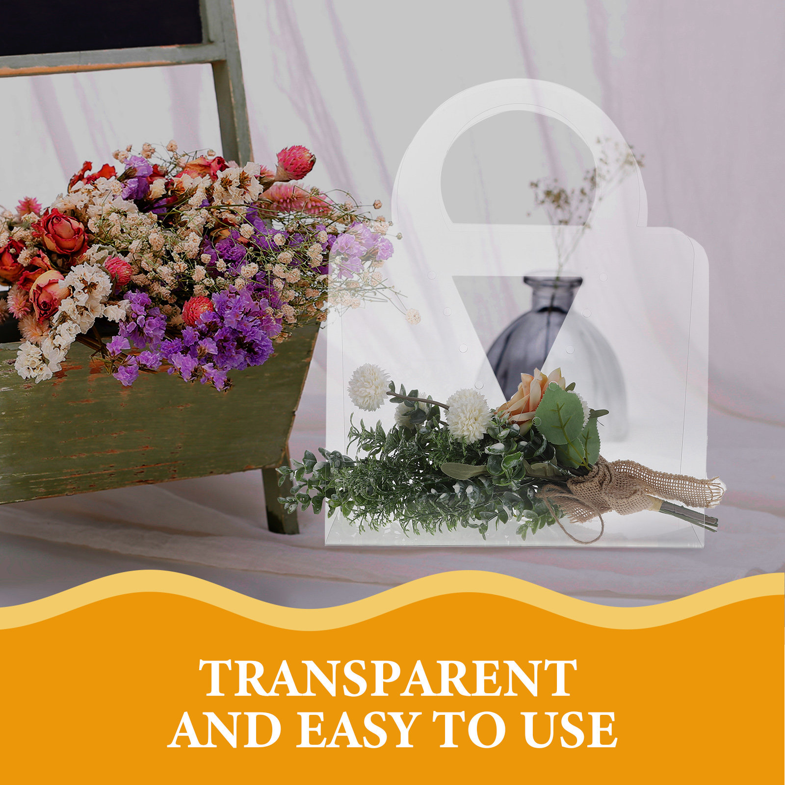 4Pcs Clear Bouquet Gift Bags w - Florist Supply Shop ulasan dan harga