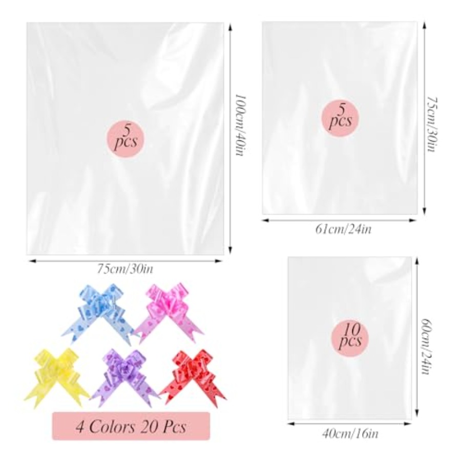 20 PCS Large Cellophane Bags 3 - Cellophane Wrap Clear ulasan dan harga