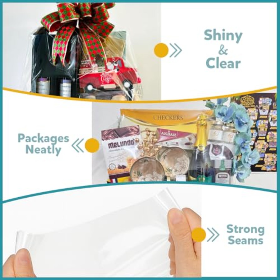 Shrink Wrap Bags for Gift Bask - Cellophane Wrap Clear ulasan dan harga