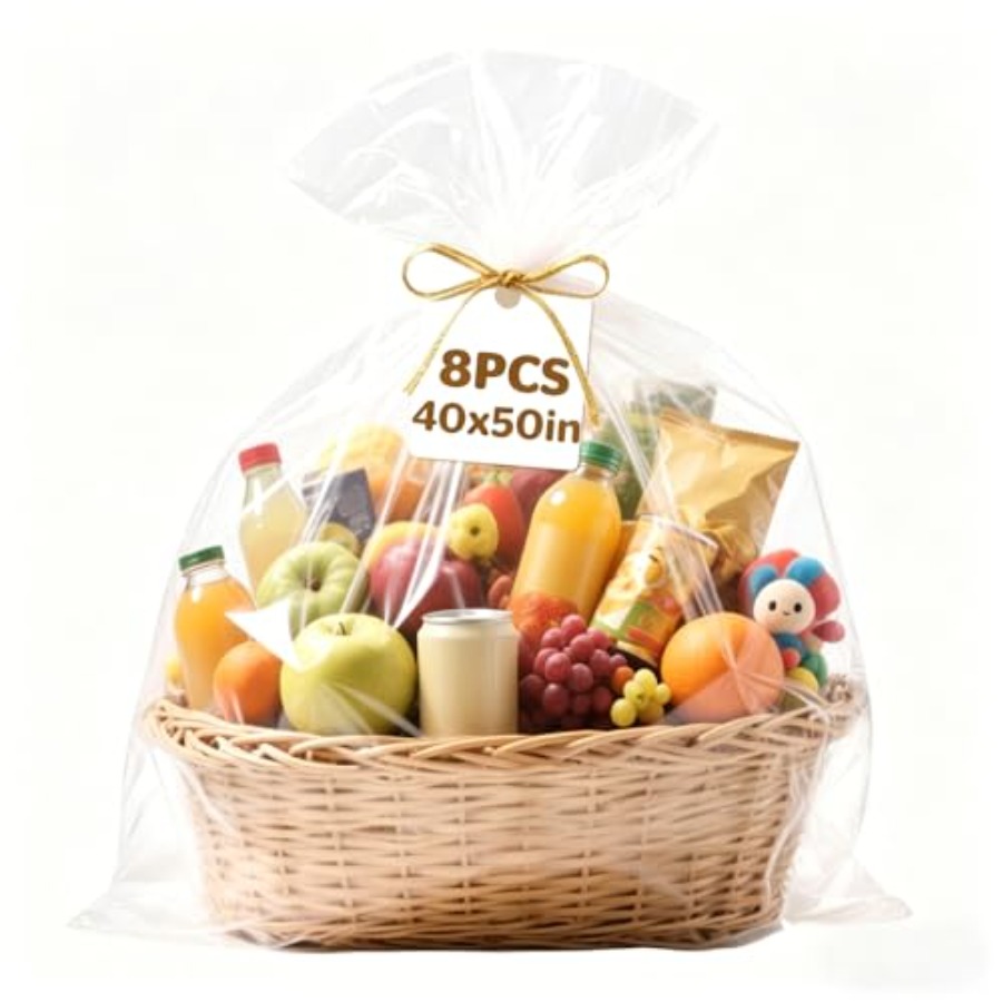 8 Pcs Large Cellophane Bags, 4 - Cellophane Wrap Clear ulasan dan harga