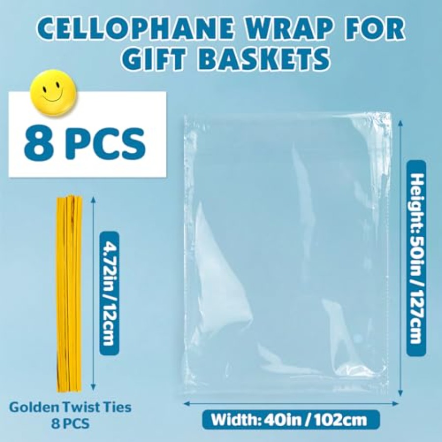 8 Pcs Large Cellophane Bags, 4 - Cellophane Wrap Clear ulasan dan harga