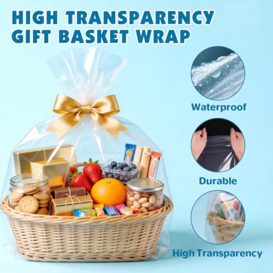 8 Pcs Large Cellophane Bags, 4 - Cellophane Wrap Clear ulasan dan harga