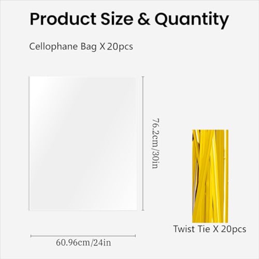 20 Pcs Clear Cellophane Bags,  - Cellophane Wrap Clear ulasan dan harga